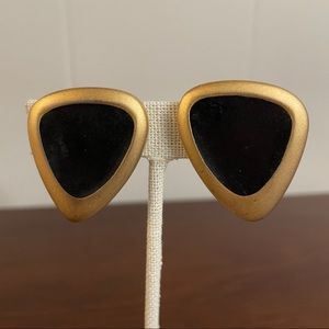 Vintage gold and black tone earrings . Vintage Ginnie Johansen GJD.